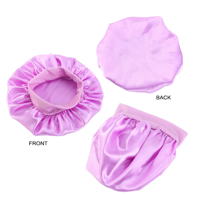 Kids Sleeping Cap Satin Night Sleep Cap Wide Band Elastic Turban Headwear Bonnet Hair Care Cap Infant Bonnet Toddler Hat