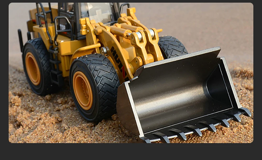 HUINA 1/50 High Simulation Alloy Toys Die-cast Navvy Loader Bulldozer Engineering Construction Car Toys for Boys Kids Xmas Gifts
