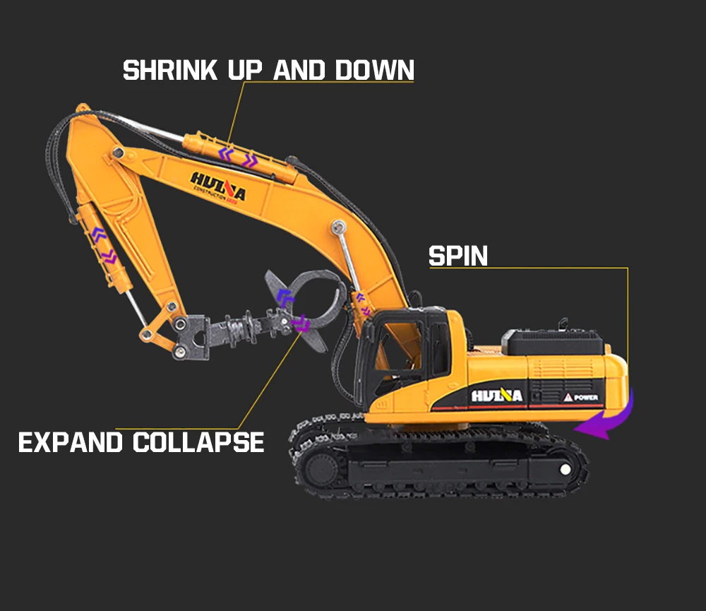 HUINA 1/50 High Simulation Alloy Toys Die-cast Navvy Loader Bulldozer Engineering Construction Car Toys for Boys Kids Xmas Gifts