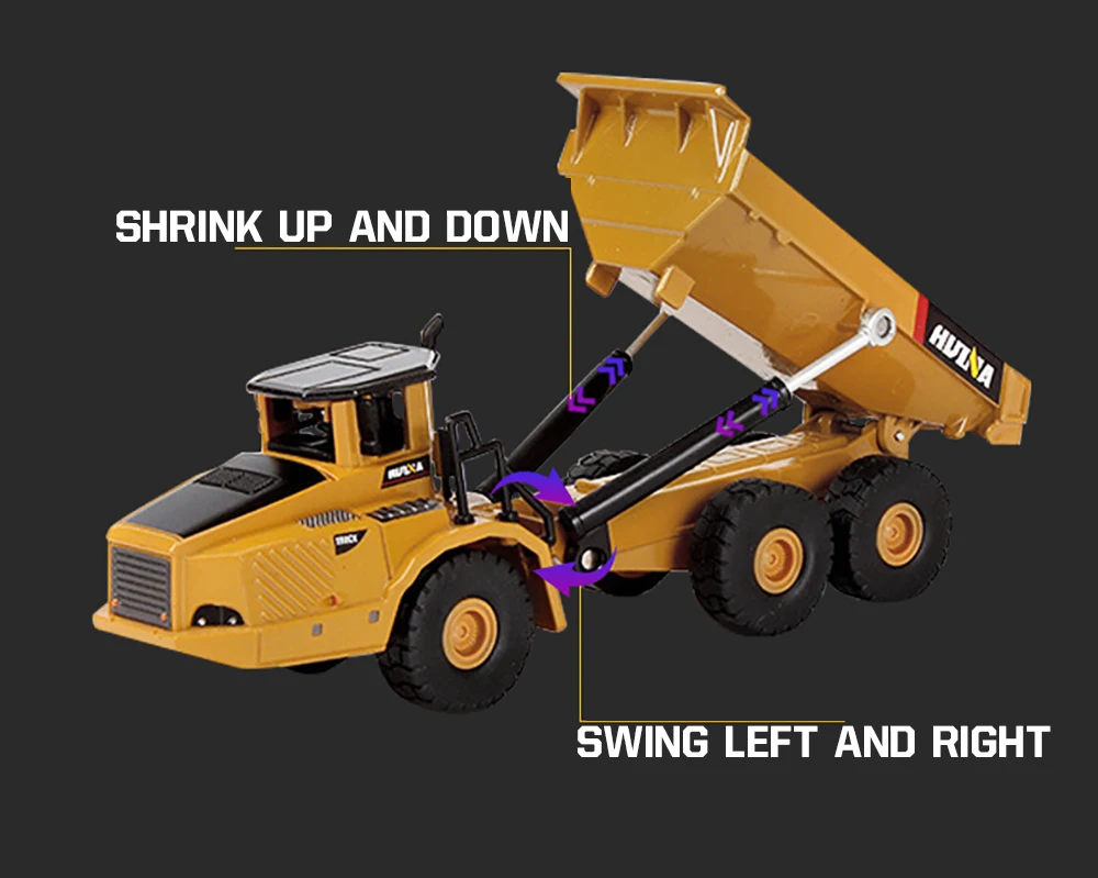 HUINA 1/50 High Simulation Alloy Toys Die-cast Navvy Loader Bulldozer Engineering Construction Car Toys for Boys Kids Xmas Gifts