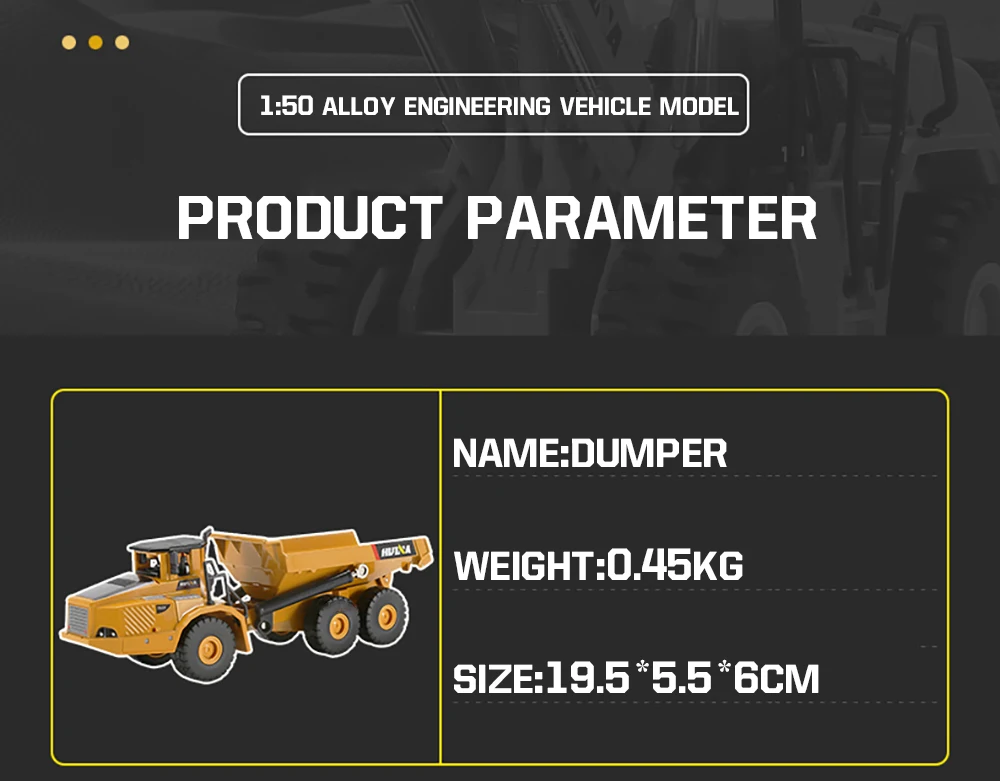 HUINA 1/50 High Simulation Alloy Toys Die-cast Navvy Loader Bulldozer Engineering Construction Car Toys for Boys Kids Xmas Gifts