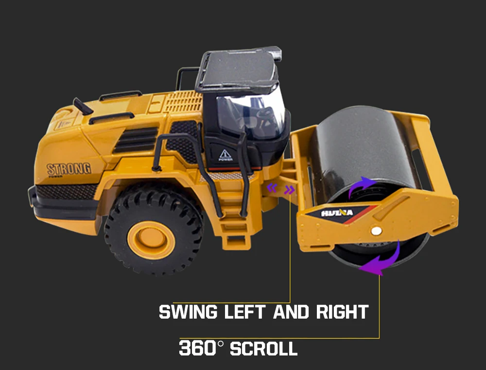 HUINA 1/50 High Simulation Alloy Toys Die-cast Navvy Loader Bulldozer Engineering Construction Car Toys for Boys Kids Xmas Gifts