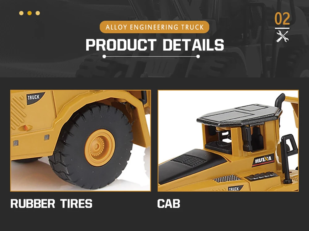 HUINA 1/50 High Simulation Alloy Toys Die-cast Navvy Loader Bulldozer Engineering Construction Car Toys for Boys Kids Xmas Gifts