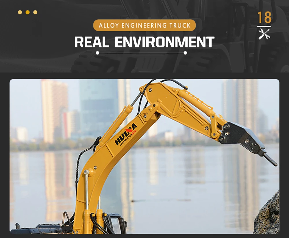 HUINA 1/50 High Simulation Alloy Toys Die-cast Navvy Loader Bulldozer Engineering Construction Car Toys for Boys Kids Xmas Gifts