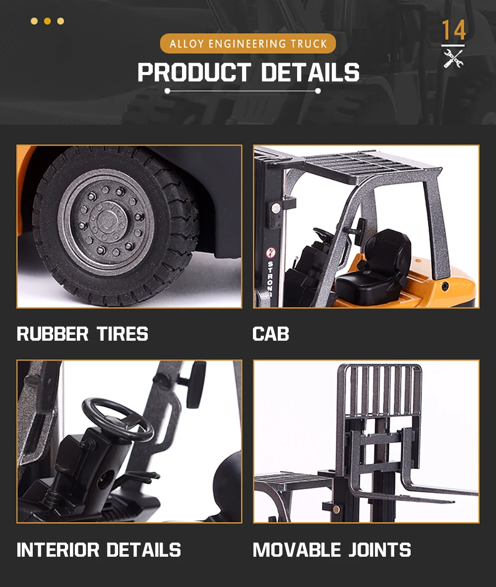 HUINA 1/50 High Simulation Alloy Toys Die-cast Navvy Loader Bulldozer Engineering Construction Car Toys for Boys Kids Xmas Gifts