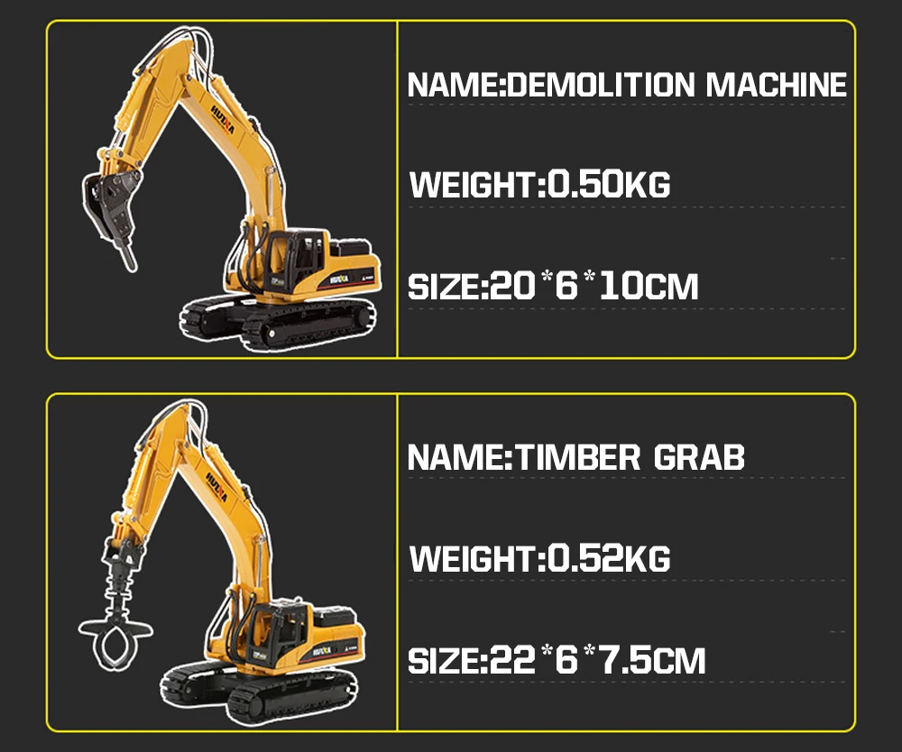 HUINA 1/50 High Simulation Alloy Toys Die-cast Navvy Loader Bulldozer Engineering Construction Car Toys for Boys Kids Xmas Gifts