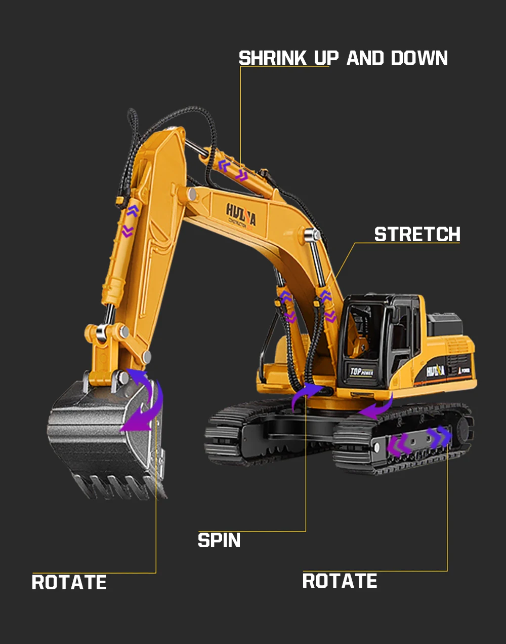 HUINA 1/50 High Simulation Alloy Toys Die-cast Navvy Loader Bulldozer Engineering Construction Car Toys for Boys Kids Xmas Gifts