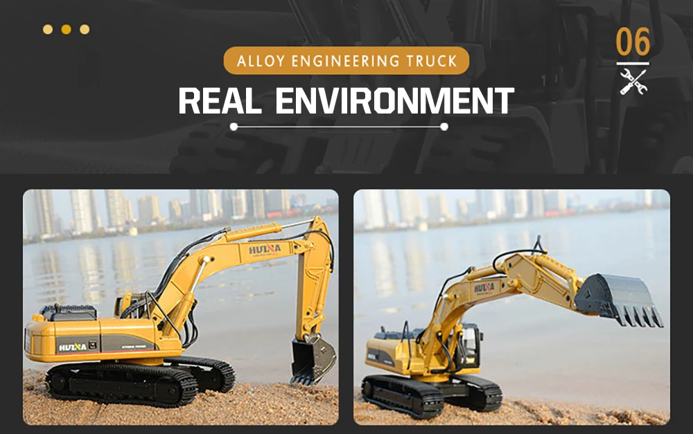 HUINA 1/50 High Simulation Alloy Toys Die-cast Navvy Loader Bulldozer Engineering Construction Car Toys for Boys Kids Xmas Gifts