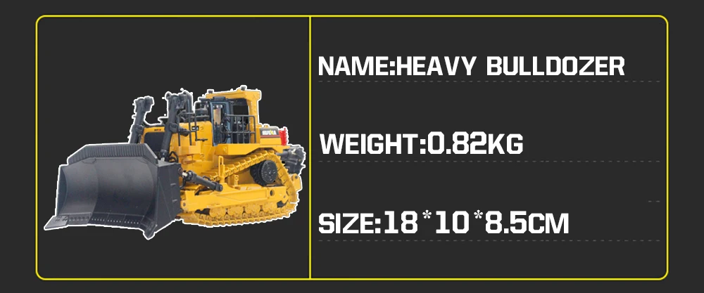 HUINA 1/50 High Simulation Alloy Toys Die-cast Navvy Loader Bulldozer Engineering Construction Car Toys for Boys Kids Xmas Gifts