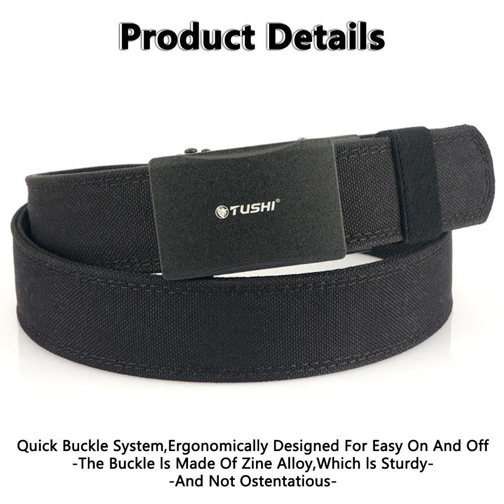 TUSHI New Military Belt for Men Sturdy Nylon Metal Automatic Buckle Police Duty Belt Tactical Outdoor Girdle IPSC Accessories