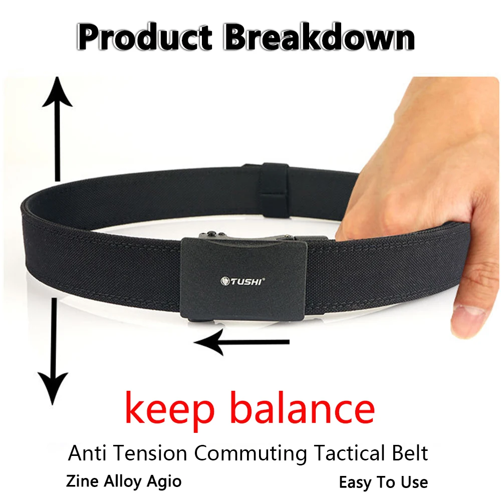 TUSHI New Military Belt for Men Sturdy Nylon Metal Automatic Buckle Police Duty Belt Tactical Outdoor Girdle IPSC Accessories