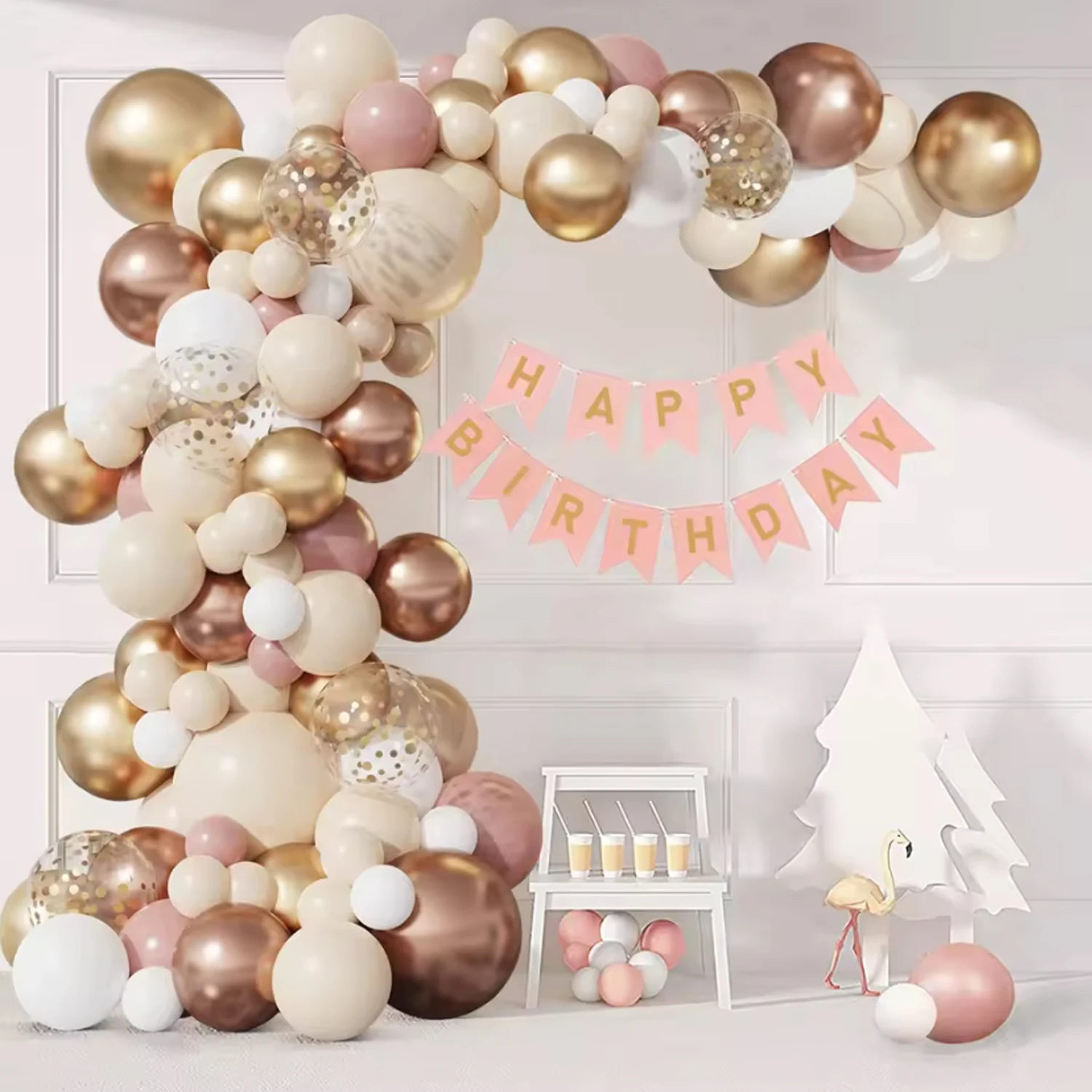 Rose Gold Balloon Garland Arch Kit Confetti Latex Ballons Wedding Birthday Party Decor Kids Baby Shower Wedding Party Supplies