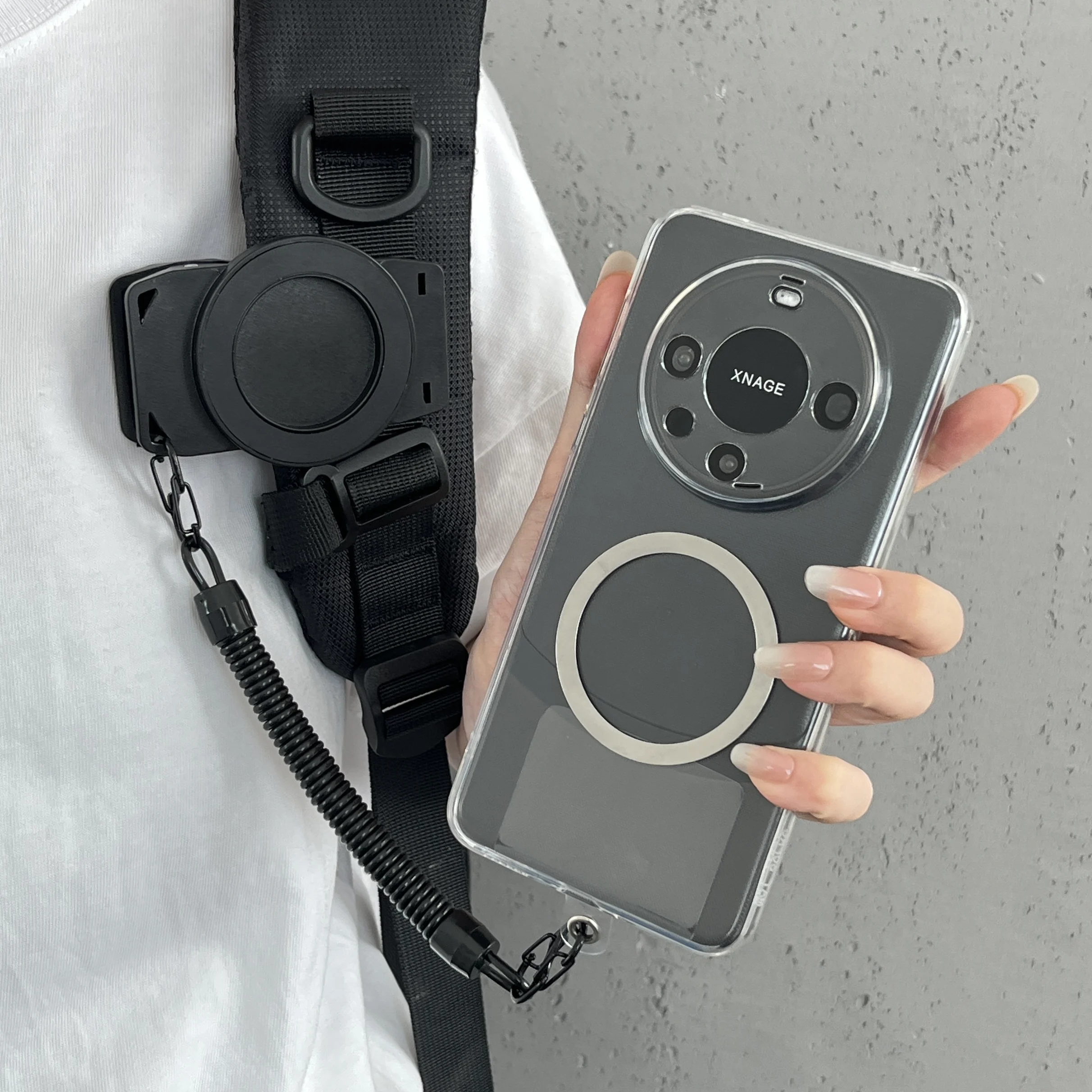 Free Hands Magnetic Belt Clip Holder Mobile Phone Holder Backpack Clip Metal Hook Spring Rope For Magsafe iPhone Accessories