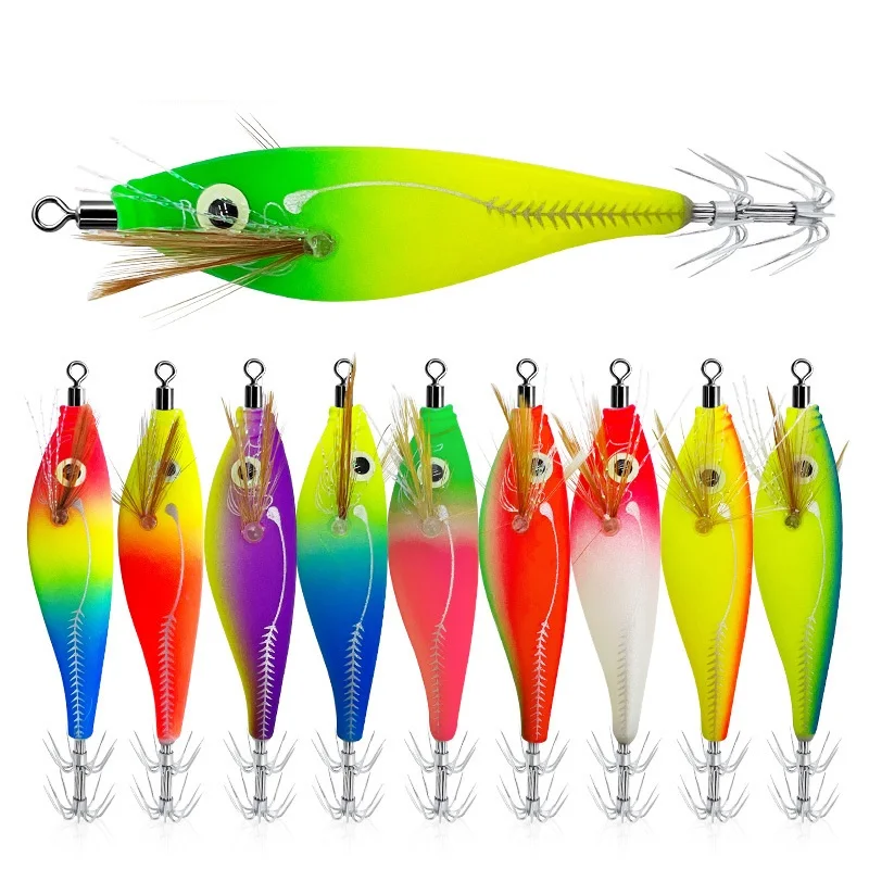 8.5cm 9.5cm Cuttlefish Jigs Octopus egi Lures Fishing Wood Shrimp Lure Luminous Squid Jig Squid Bait Spinnerbait Hook Shrimp