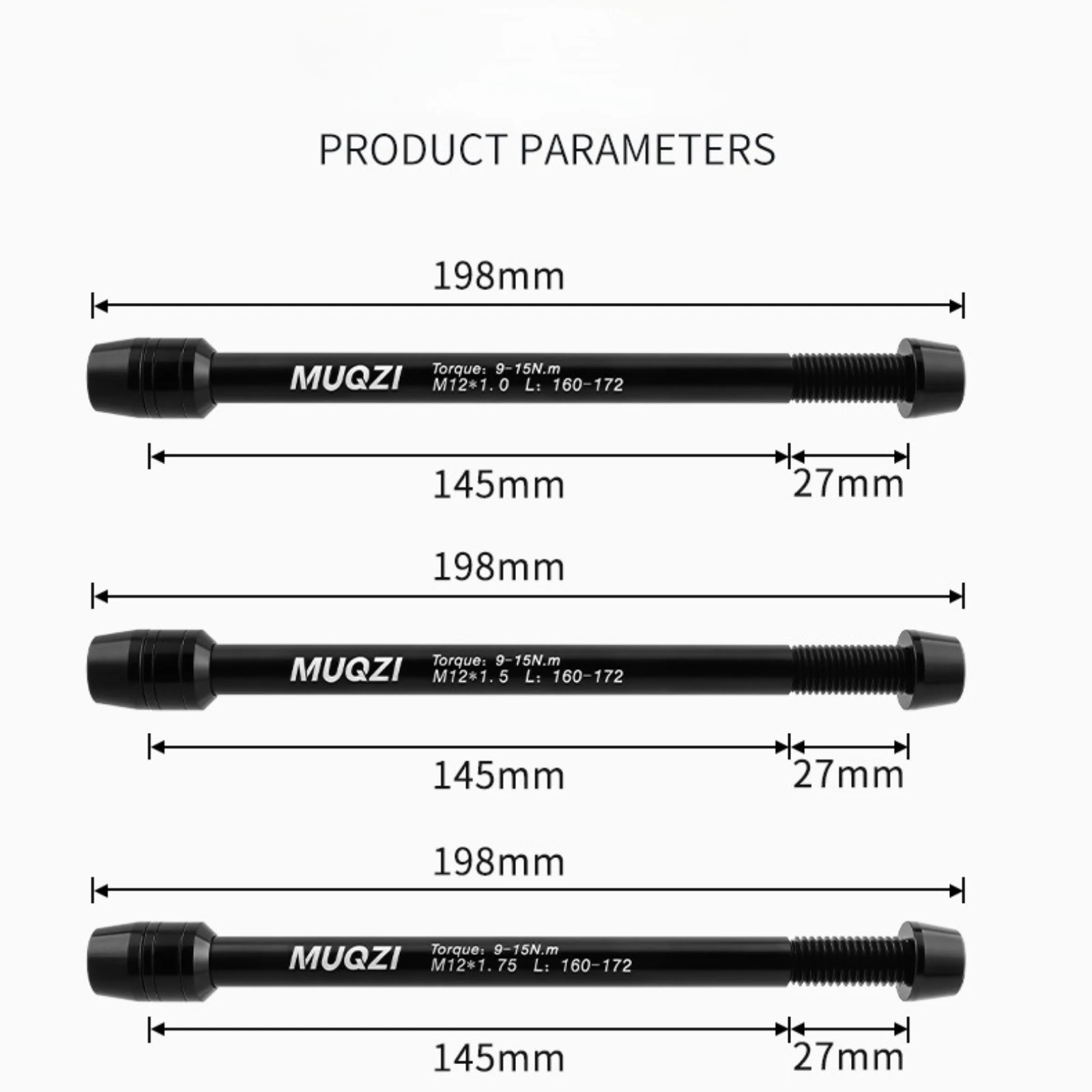 MUQZI Mountain Road Bike Trainer Thru Axle Adapter Conversion Kit Shaft Bike Wheels Quick Release Skewers M12-1.0/1.5/1.75