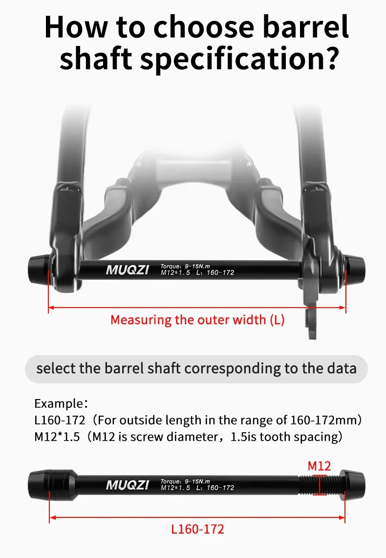 MUQZI Mountain Road Bike Trainer Thru Axle Adapter Conversion Kit Shaft Bike Wheels Quick Release Skewers M12-1.0/1.5/1.75