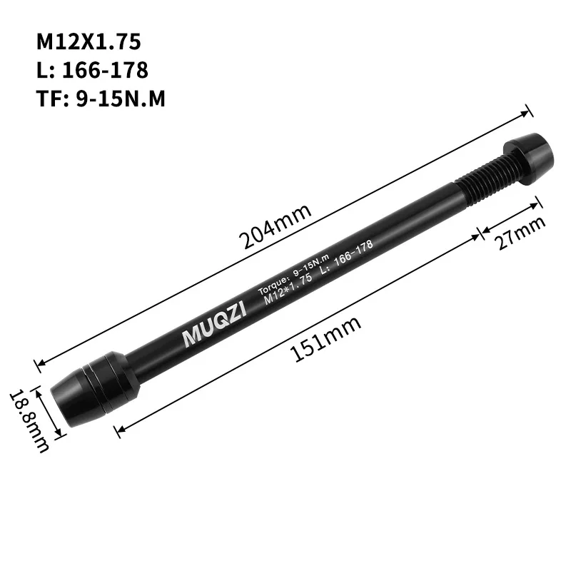 MUQZI Mountain Road Bike Trainer Thru Axle Adapter Conversion Kit Shaft Bike Wheels Quick Release Skewers M12-1.0/1.5/1.75