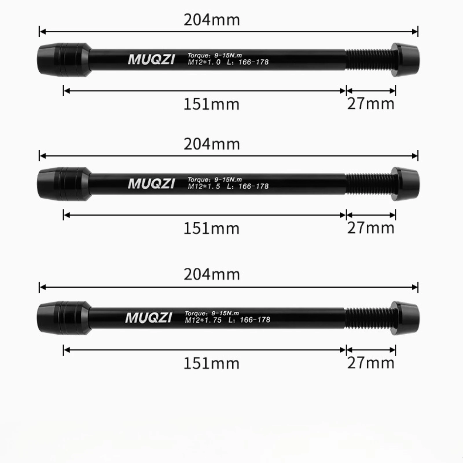 MUQZI Mountain Road Bike Trainer Thru Axle Adapter Conversion Kit Shaft Bike Wheels Quick Release Skewers M12-1.0/1.5/1.75