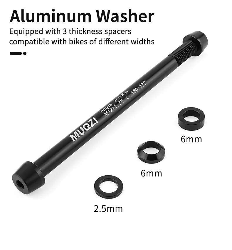 MUQZI Mountain Road Bike Trainer Thru Axle Adapter Conversion Kit Shaft Bike Wheels Quick Release Skewers M12-1.0/1.5/1.75