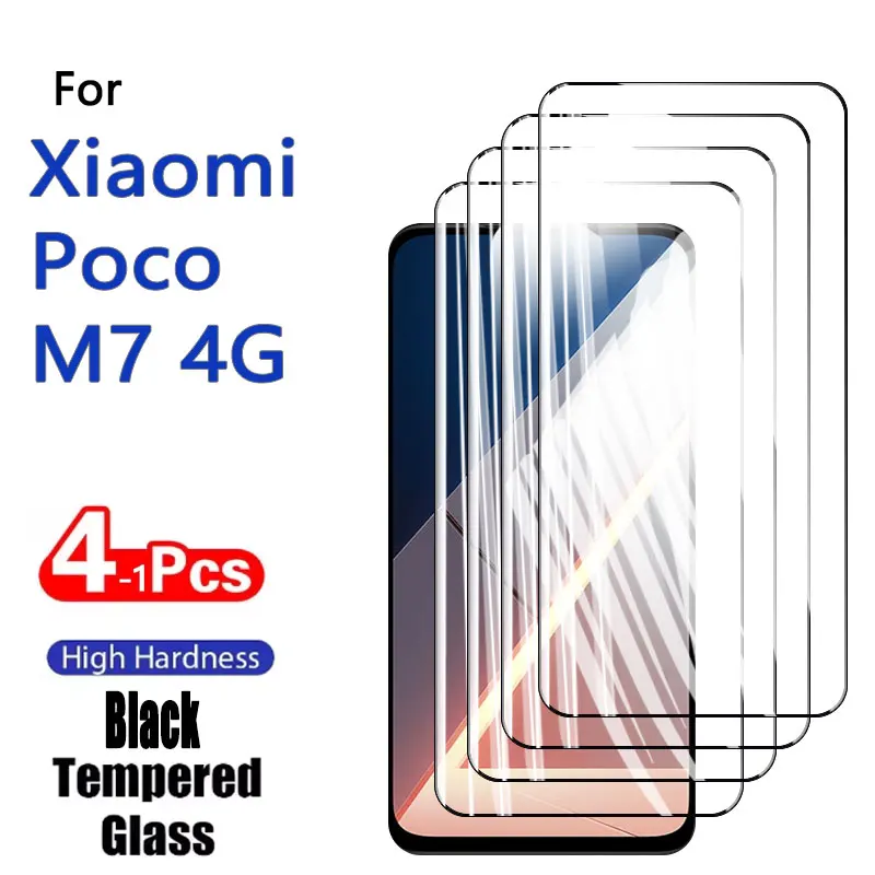1-4PCS Screen Protector For Xiaomi Poco M7 4G M 7 Tempered Glass Crystal 9H High Aluminum Anti Scratch Case Friendly Fingerprint