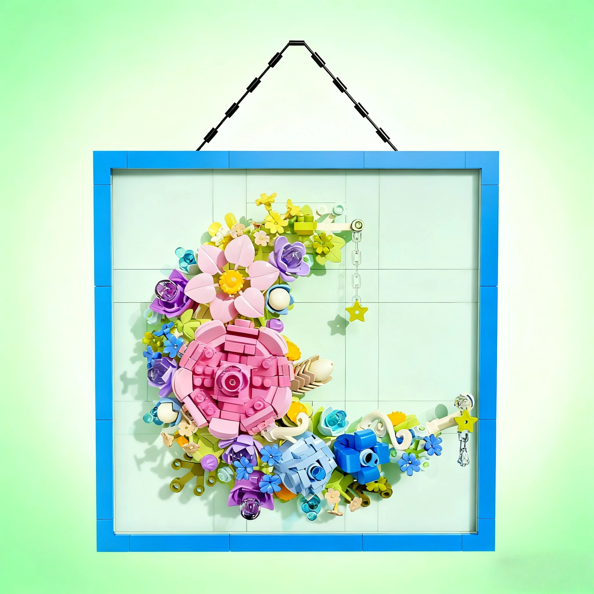 KNEW BUILT Innovative Building Block Flower 3D Photo Frame Ornament-Ideal DIY Decor,Gift for Girl,Wall Hanging & Educational Toy
