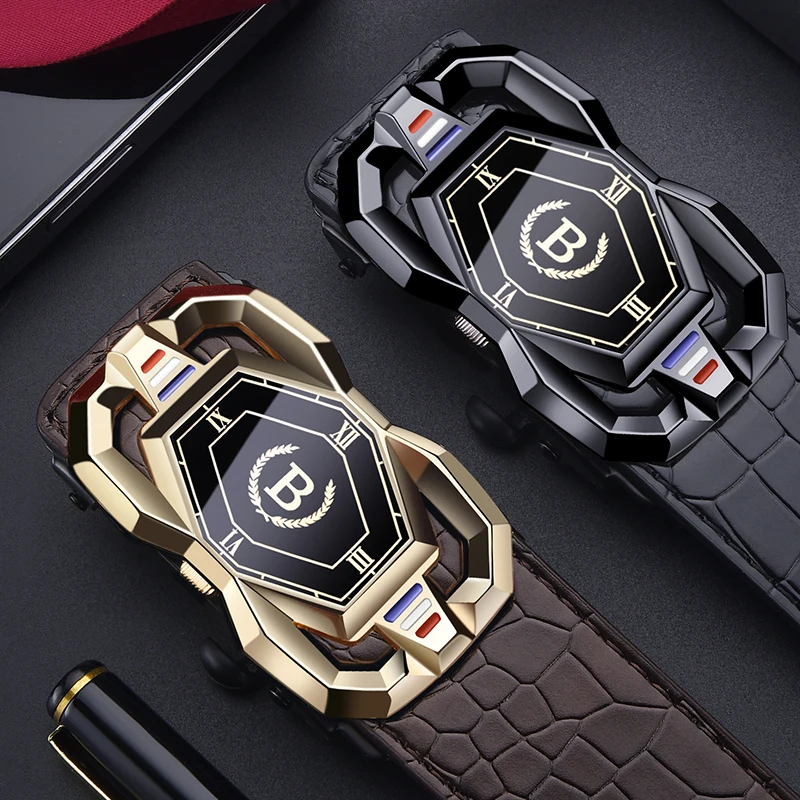 High-end And Atmospheric Men's Automatic Buckle Crocodile Pattern Belt New Men's Casual Wear Belt Fashion Youth Business Belt