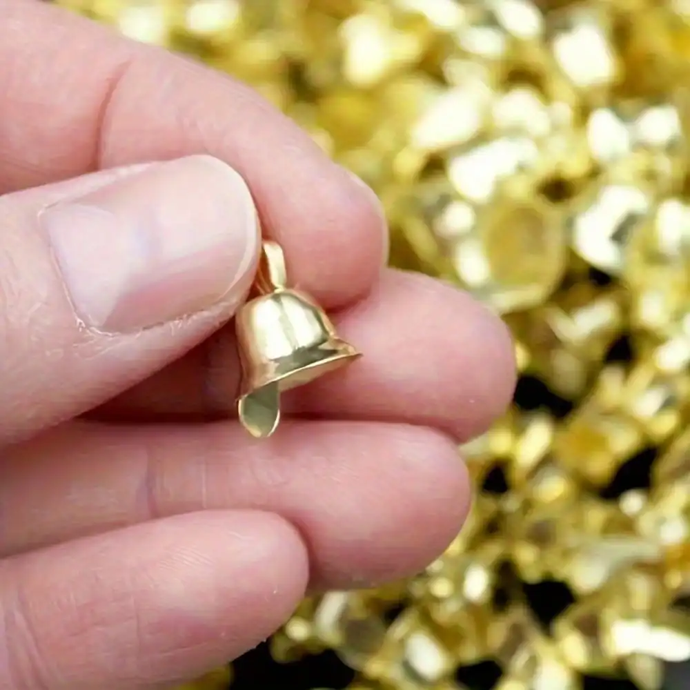 50/100pcs Mini Golden Bell Pendant - Shiny Metal Christmas Decorations for DIY Handicrafts and Festival Decorations