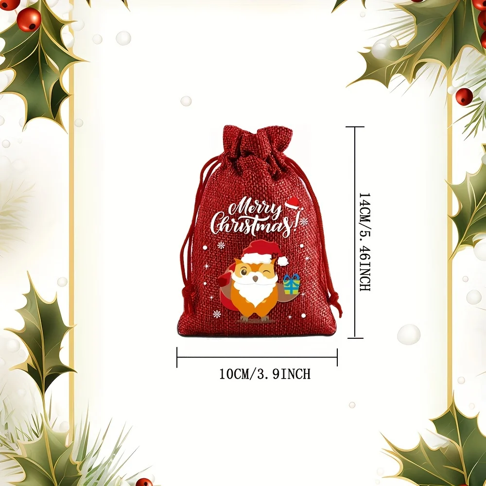 12 Pieces Christmas Gift Bags with Drawstring Christmas Linen Bags for Advent Calendar Fabric Bag Cookie Candy Pouch