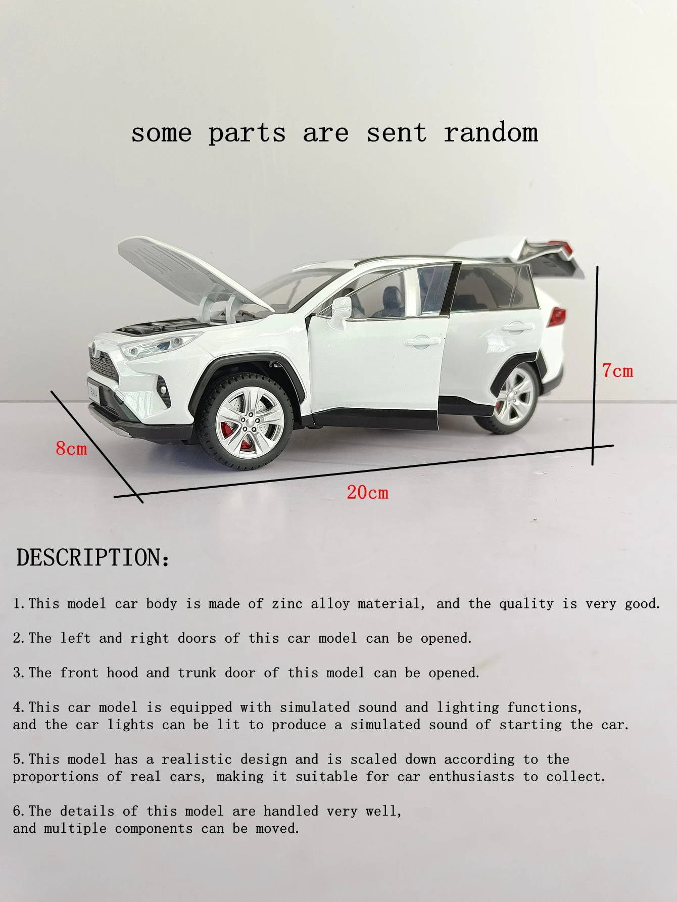 1:24 Toyota RAV4 alloy car model doors and engine hood, trunk can be opened suitable for collection and can be given as a gift