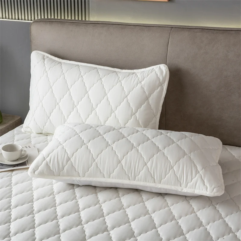Brushed Cotton Padded Waterproof Pillowcase - Single Piece / 2-Piece Set Soft Breathable Pillow Cover for Bedroom Bed