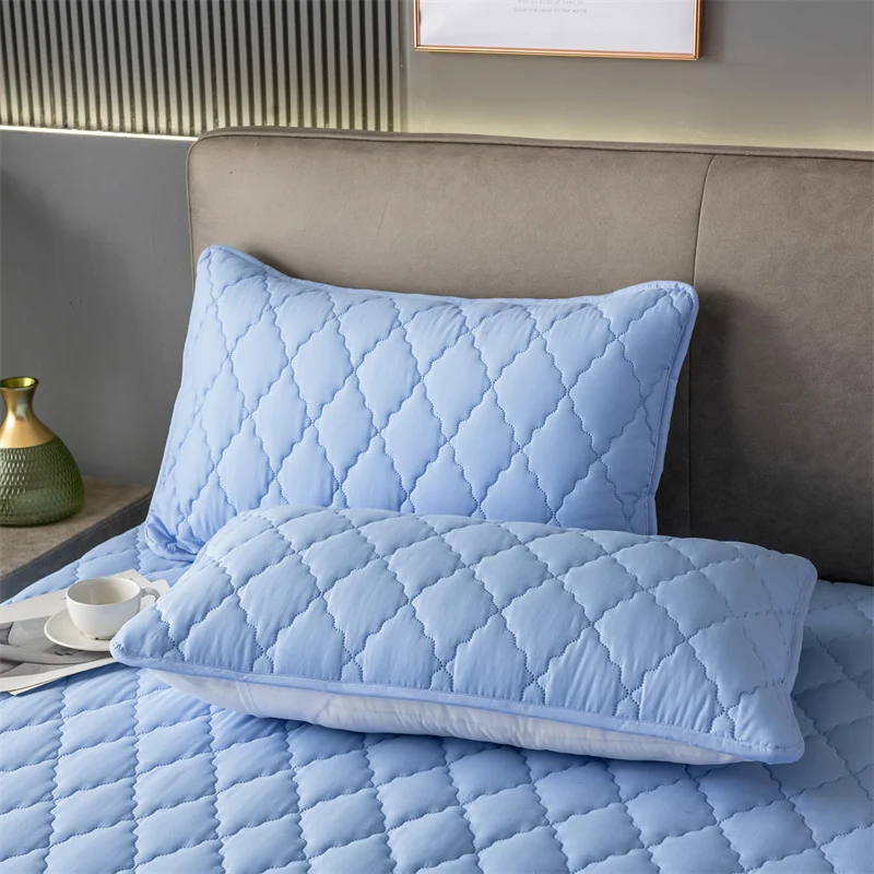 Brushed Cotton Padded Waterproof Pillowcase - Single Piece / 2-Piece Set Soft Breathable Pillow Cover for Bedroom Bed