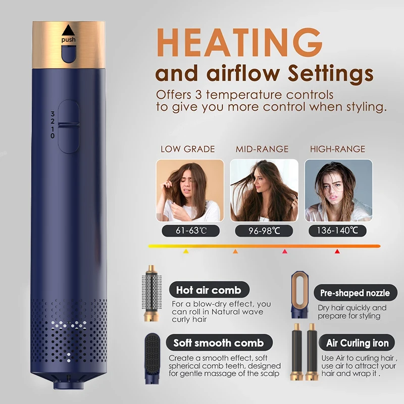 10 5 In 1 Hair Dryer Hot Air Comb Brush With Curling Iron Hair Straightener For Salon Style Curling Straightening And Volumizing