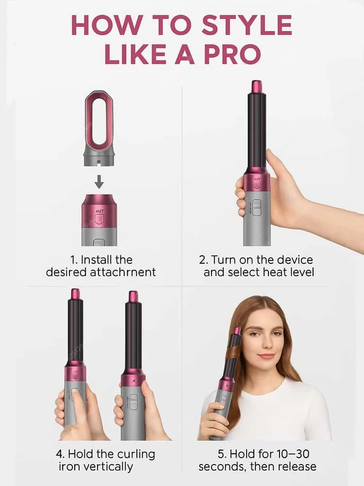 10 5 In 1 Hair Dryer Hot Air Comb Brush With Curling Iron Hair Straightener For Salon Style Curling Straightening And Volumizing