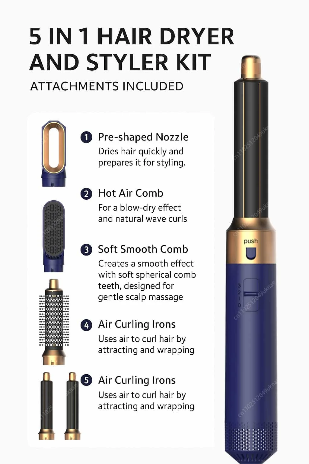 10 5 In 1 Hair Dryer Hot Air Comb Brush With Curling Iron Hair Straightener For Salon Style Curling Straightening And Volumizing