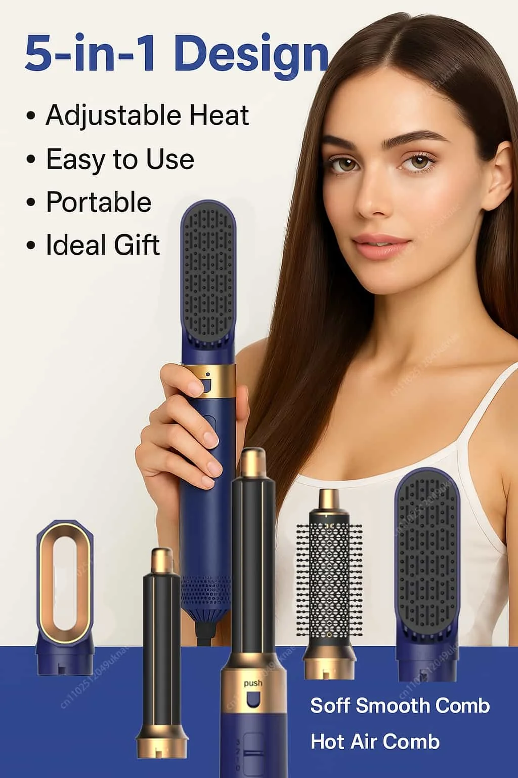 10 5 In 1 Hair Dryer Hot Air Comb Brush With Curling Iron Hair Straightener For Salon Style Curling Straightening And Volumizing