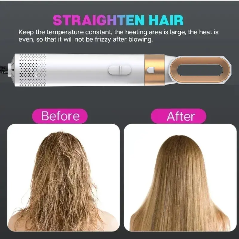 10 5 In 1 Hair Dryer Hot Air Comb Brush With Curling Iron Hair Straightener For Salon Style Curling Straightening And Volumizing