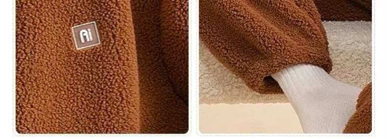 Winter Men's Pajamas Coral Fleece Comfortable Casual Indoor Home Wear Thickened Zipper Thermal Cardigan Pajamas 2 Piece Sets