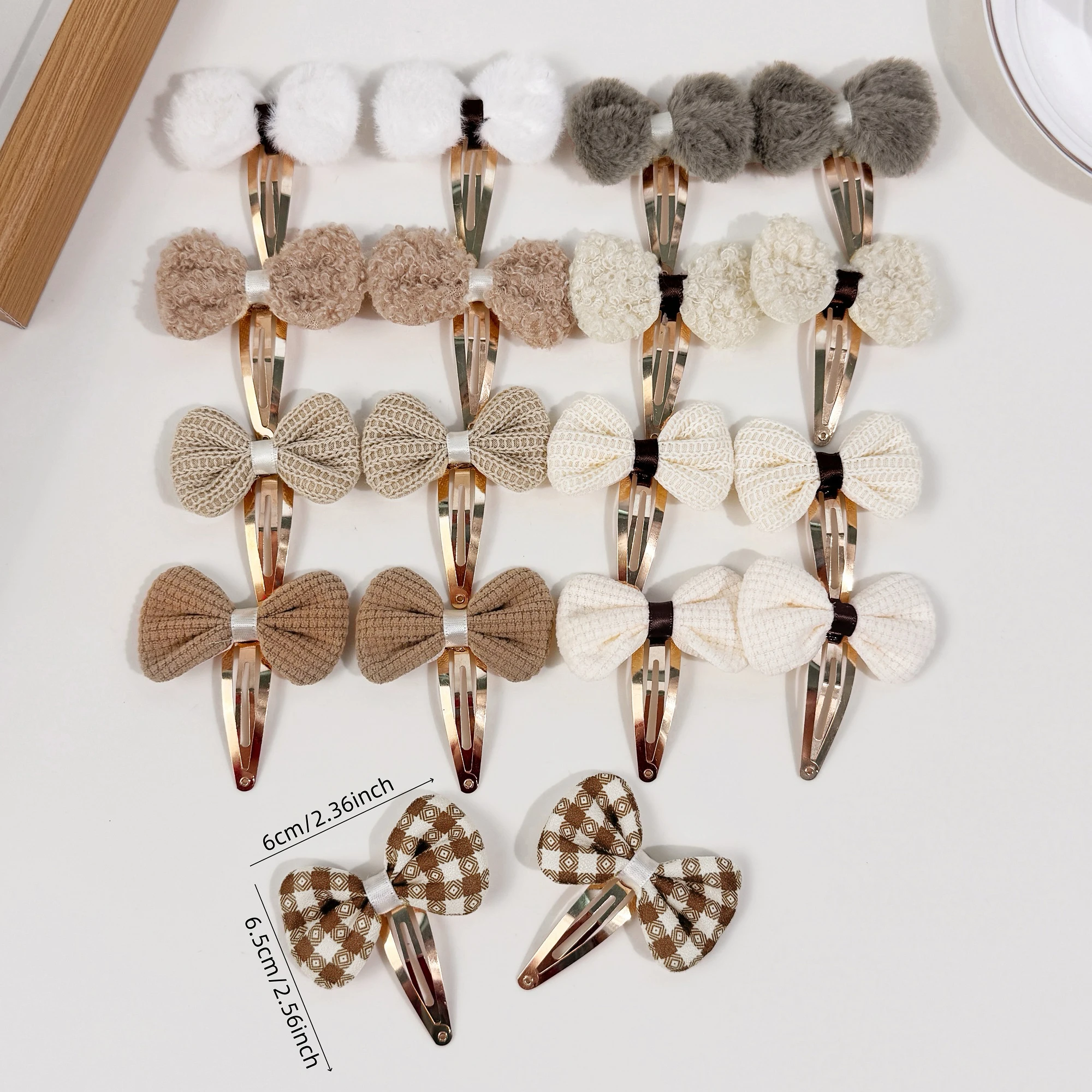 18/24pcs Fabric Hair Bows Hair Clips Winter Bows Barrettes Clips Kids Girls Alloy Hairpin for Children Kids Hair Accessories