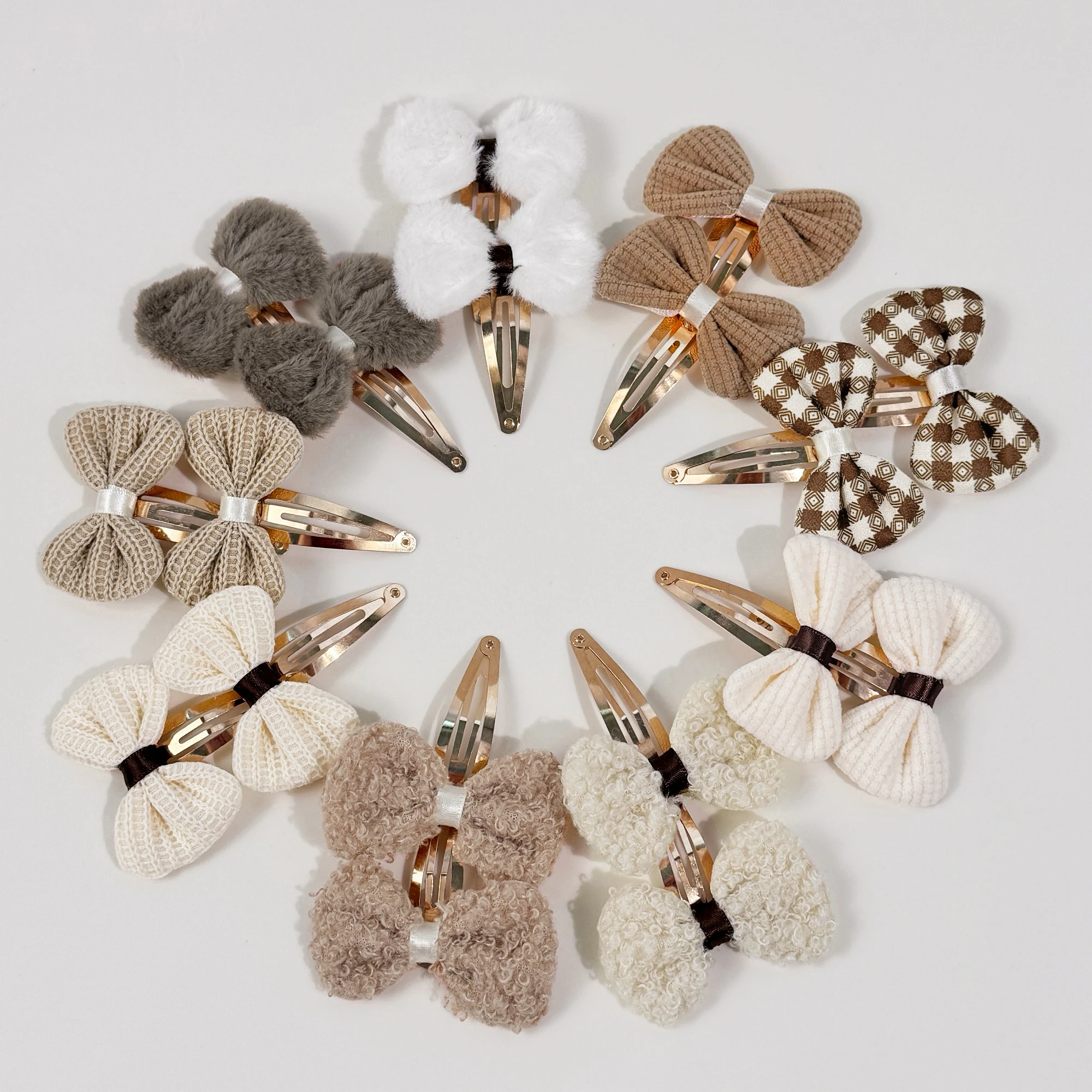 18/24pcs Fabric Hair Bows Hair Clips Winter Bows Barrettes Clips Kids Girls Alloy Hairpin for Children Kids Hair Accessories