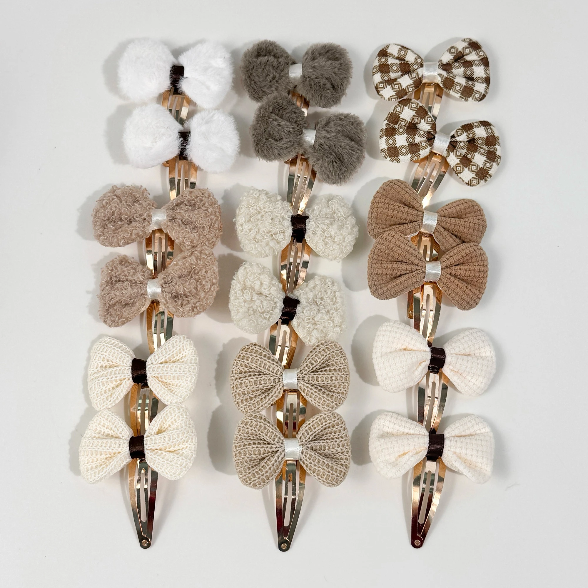 18/24pcs Fabric Hair Bows Hair Clips Winter Bows Barrettes Clips Kids Girls Alloy Hairpin for Children Kids Hair Accessories