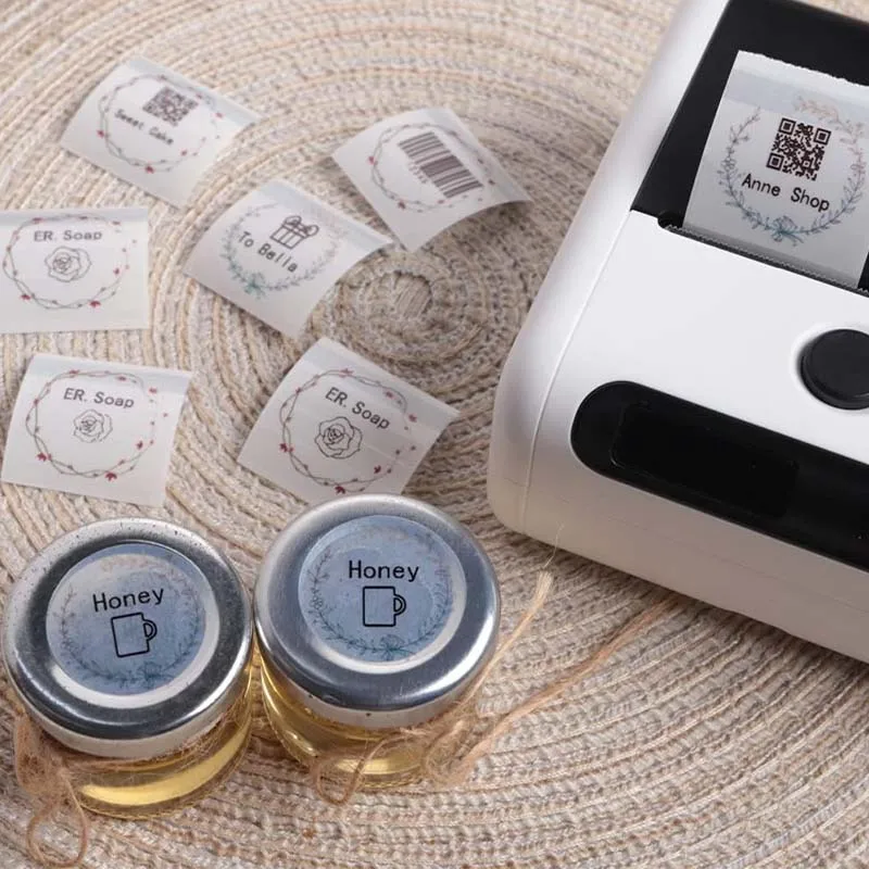 Transparent Round Rectangle Thermal Label Roll Adhesive Sticker Paper Durable Printable Thanks Card Price Barcode Tag M110 M220