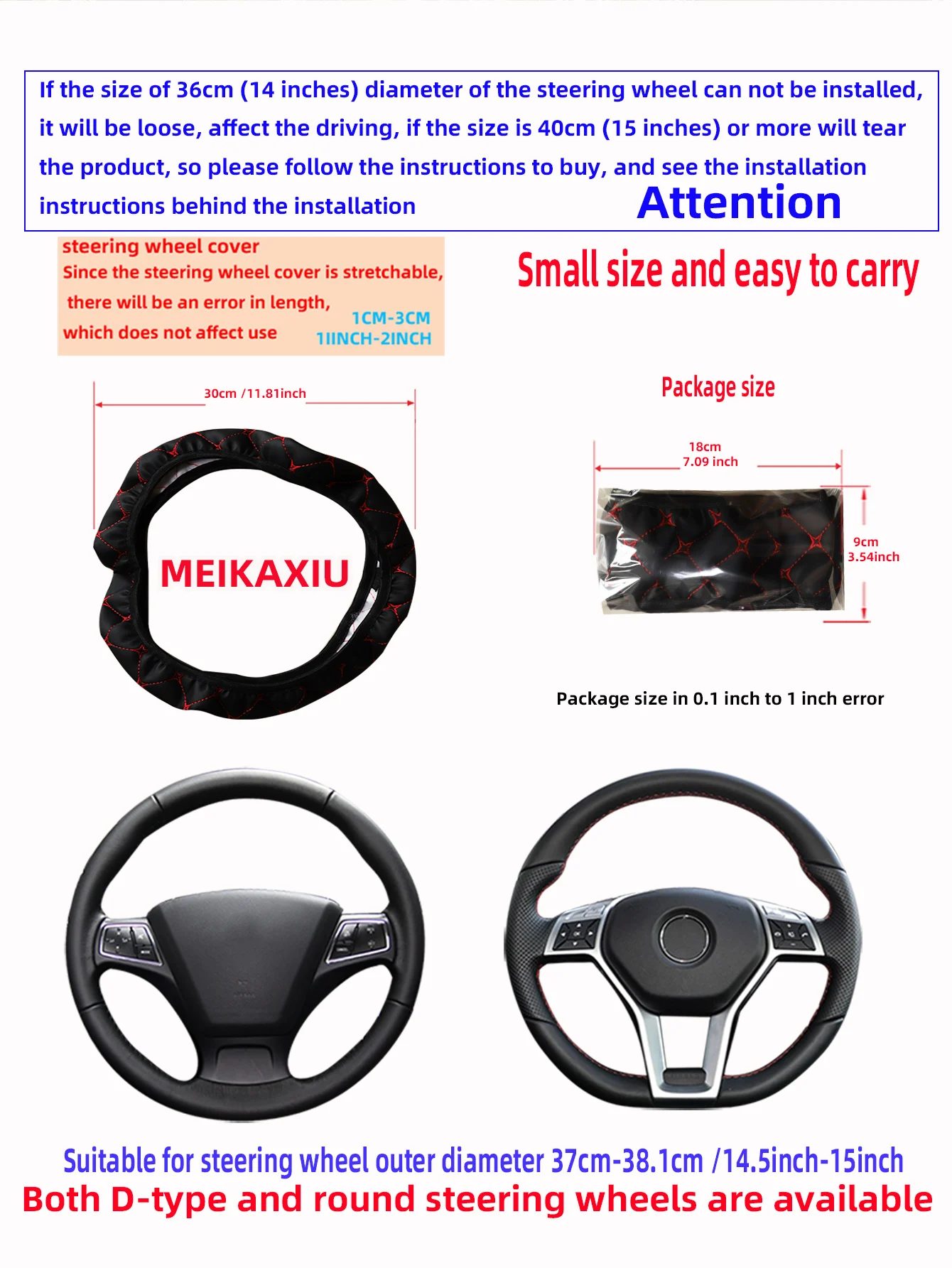 PU leather embroidered star pattern checkered car rimless steering wheel cover for car interior accessories suitable for all sea