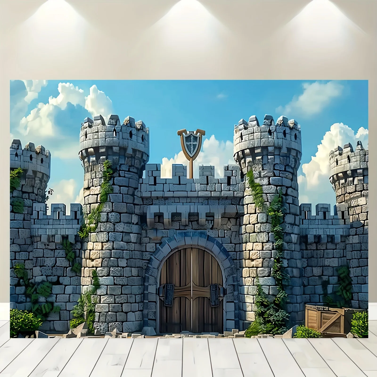 Multi-functional medieval castle and knight party background - polyester, no power required - perfect for VBS