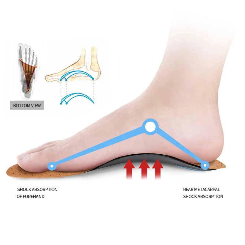 Leather Orthotic Flat Feet Arch Support Orthopedic Insole for Shoe Sole Insole for Feet Men Women O/X Leg Corrected Unisex