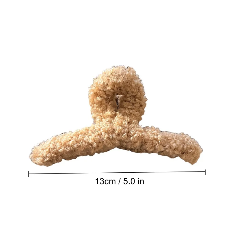 Fashion Faux Fur Hair Claws For Women Autumn Winter Plush Shearling Hair Clips 5.0 in Large Solid Crab Claw Clips For Thick Hair