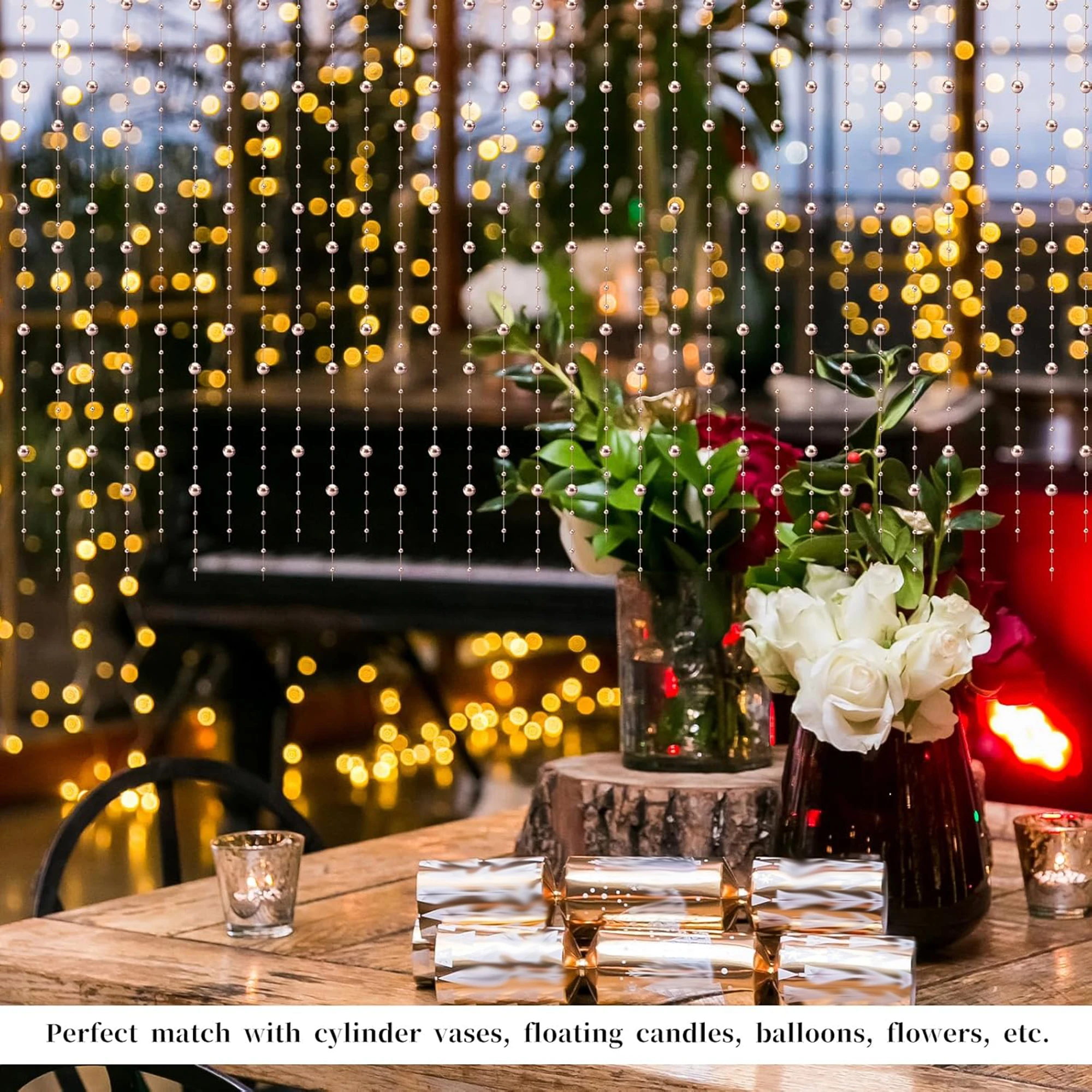 1 Piece (10m) Christmas Tree Beads Artificial Pearl Bead Garland Chain Plastic Bead Roll DIY Christmas Wedding Decoration Hangin