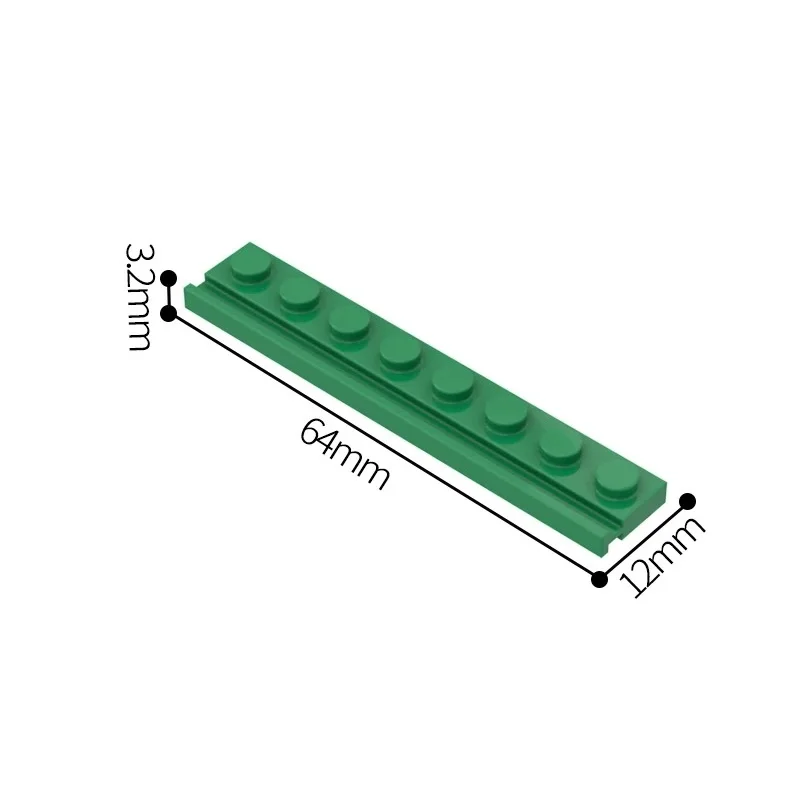 10PCS PLATE 1X8 WITH RAIL Compatible 4510 Plate Modified Self-Locking Bricks Building Blocks Toys Accessories
