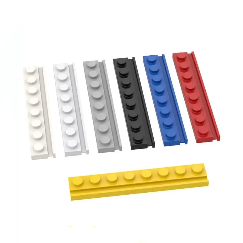 10PCS PLATE 1X8 WITH RAIL Compatible 4510 Plate Modified Self-Locking Bricks Building Blocks Toys Accessories