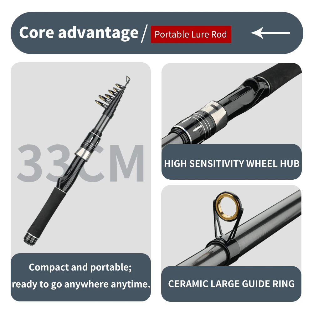 Telescopic Lure Fishing Rod 1.5M-2.4M Carbon Spinning Sea Pole Freshwater Saltwater Fishing Equipment Pesca Fishing Accessories