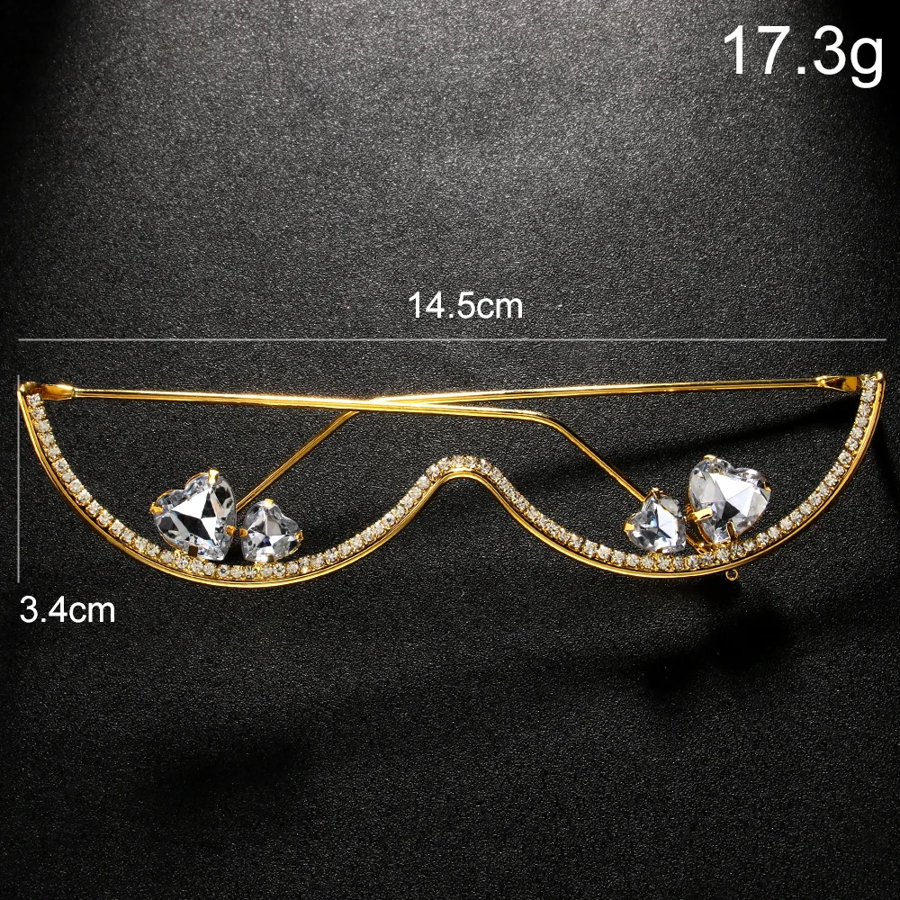 Designer Luxury Rhinestone Double Heart Glasses Frames Fashion Accessory for Women Y2K Cosplay Dance Face Jewelry 2025